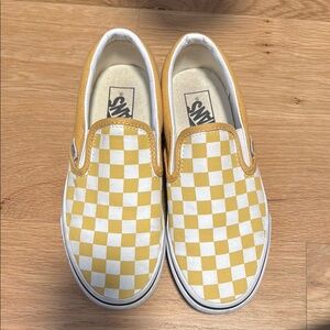 Vans Yellow Checkerboard Slip-On Sneakers